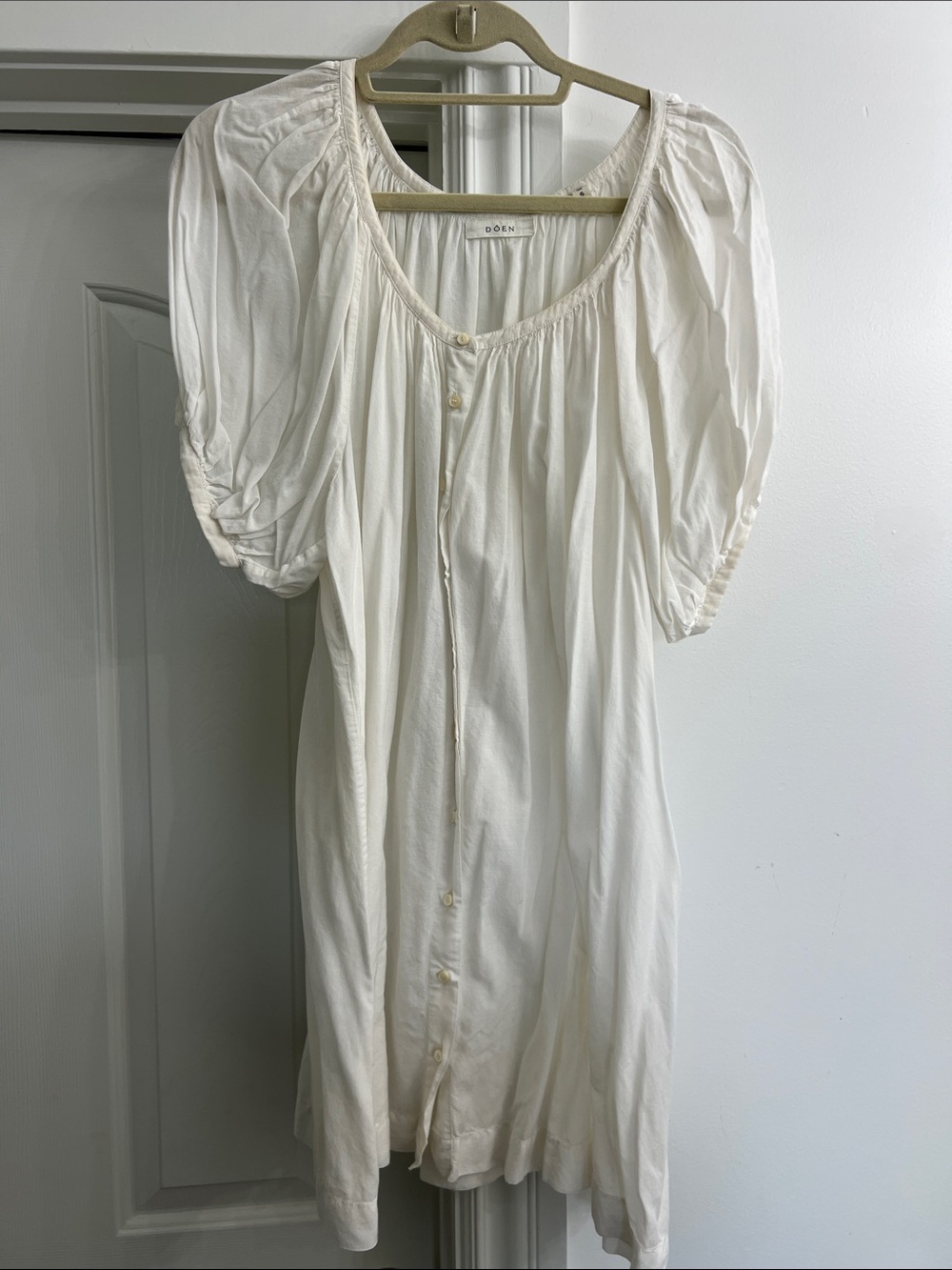 Doen Cream Button-Front Mini Dress